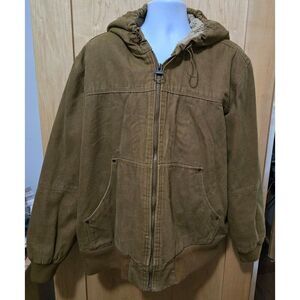 Vintage Brown GH Bass Hooded Jacket With Fleece Lining & Dual Pockets chore core